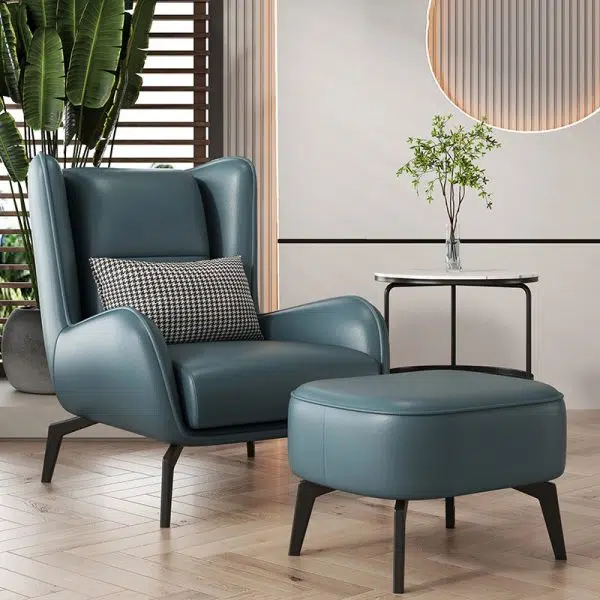 Contemporary Nordic Rectangular Technology Cloth PU Leather Upholstered Iron Accent Chair For Living Room - Image 19