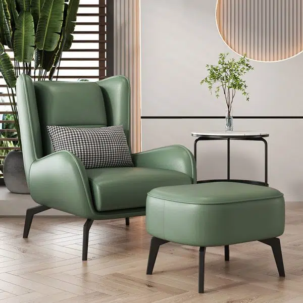 Contemporary Nordic Rectangular Technology Cloth PU Leather Upholstered Iron Accent Chair For Living Room - Image 21