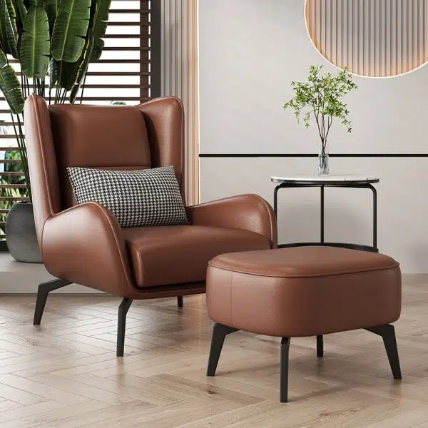 Contemporary Nordic Rectangular Technology Cloth PU Leather Upholstered Iron Accent Chair For Living Room - Image 24