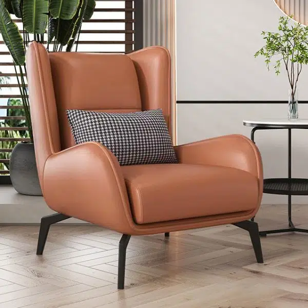 Contemporary Nordic Rectangular Technology Cloth PU Leather Upholstered Iron Accent Chair For Living Room - Image 11