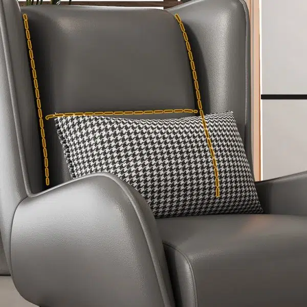 Contemporary Nordic Rectangular Technology Cloth PU Leather Upholstered Iron Accent Chair For Living Room - Image 9