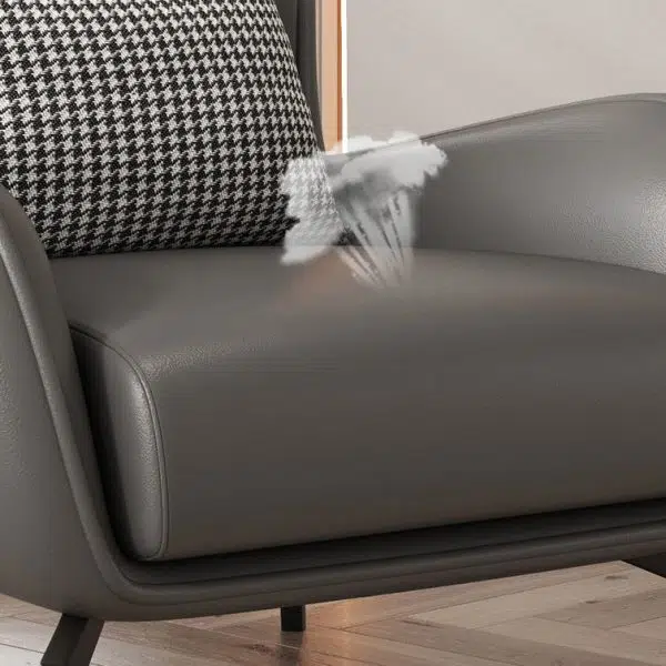 Contemporary Nordic Rectangular Technology Cloth PU Leather Upholstered Iron Accent Chair For Living Room - Image 8