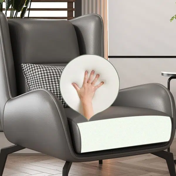 Contemporary Nordic Rectangular Technology Cloth PU Leather Upholstered Iron Accent Chair For Living Room - Image 6