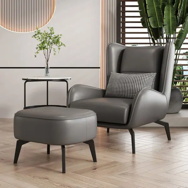 Contemporary Nordic Rectangular Technology Cloth PU Leather Upholstered Iron Accent Chair For Living Room - Image 10