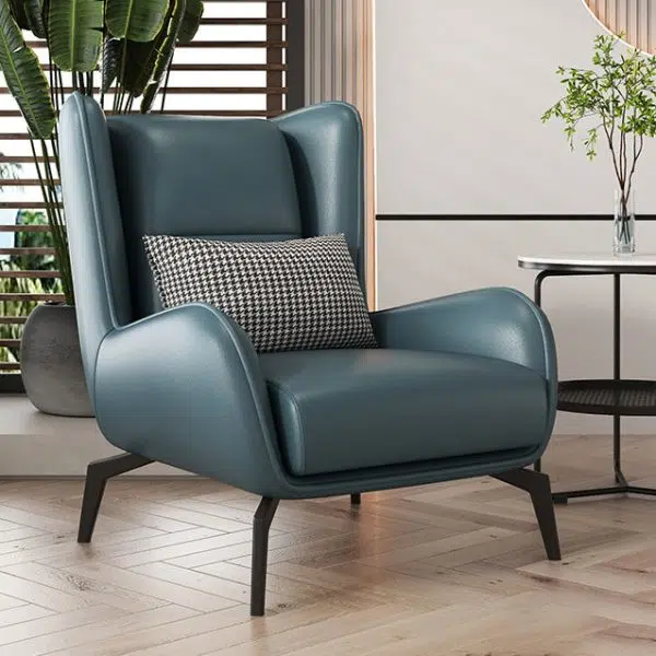 Contemporary Nordic Rectangular Technology Cloth PU Leather Upholstered Iron Accent Chair For Living Room - Image 12