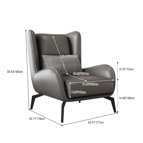 Contemporary Nordic Rectangular Technology Cloth PU Leather Upholstered Iron Accent Chair For Living Room - Image 4