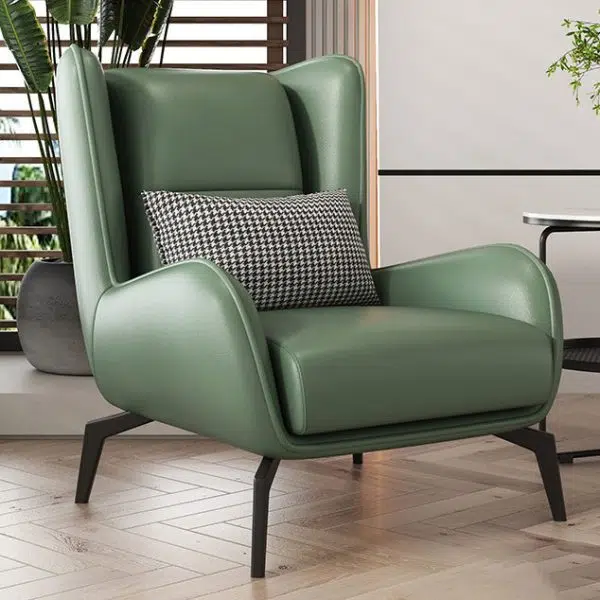 Contemporary Nordic Rectangular Technology Cloth PU Leather Upholstered Iron Accent Chair For Living Room - Image 15