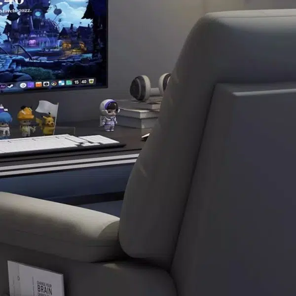 Contemporary Scandinavian Rectangular Square Storage Bag Wood Antifouling Leather Adjustable Backrest Accent Chair Armrest For Living Room - Image 5