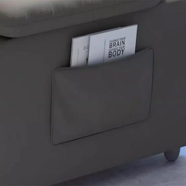 Contemporary Scandinavian Rectangular Square Storage Bag Wood Antifouling Leather Adjustable Backrest Accent Chair Armrest For Living Room - Image 8