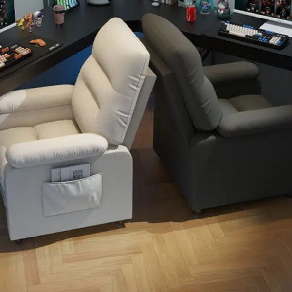 Contemporary Scandinavian Rectangular Square Storage Bag Wood Antifouling Leather Adjustable Backrest Accent Chair Armrest For Living Room - Image 21