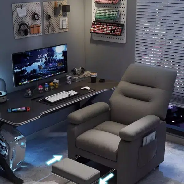 Contemporary Scandinavian Rectangular Square Storage Bag Wood Antifouling Leather Adjustable Backrest Accent Chair Armrest For Living Room - Image 13