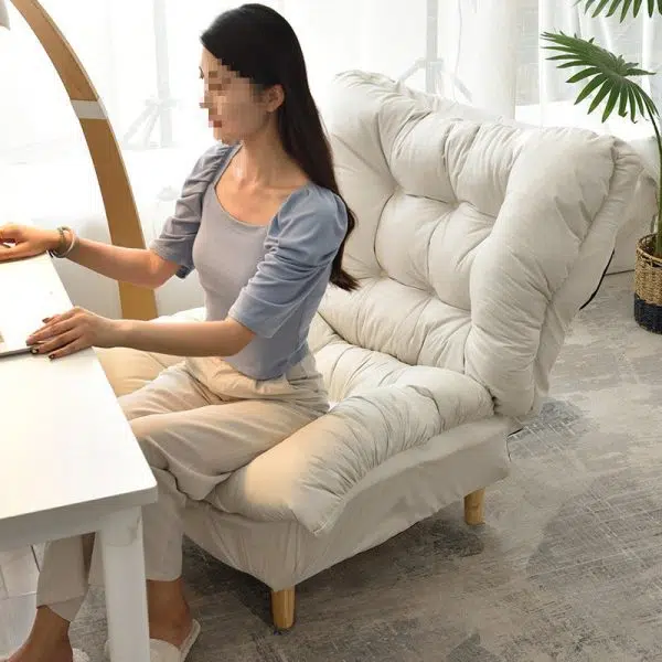 Modern Minimalist Technology Cloth Lamb Cashmere Iron Rectangular Accent Chair Backrest Footrest For Living Room - Image 19