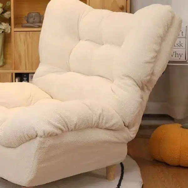 Modern Minimalist Technology Cloth Lamb Cashmere Iron Rectangular Accent Chair Backrest Footrest For Living Room - Image 2