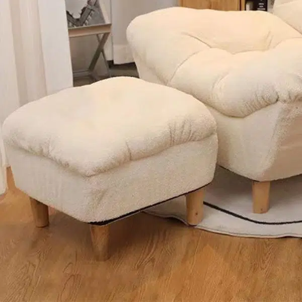 Modern Minimalist Technology Cloth Lamb Cashmere Iron Rectangular Accent Chair Backrest Footrest For Living Room - Image 14