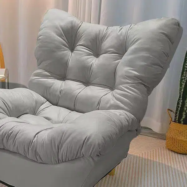 Modern Minimalist Technology Cloth Lamb Cashmere Iron Rectangular Accent Chair Backrest Footrest For Living Room - Image 22