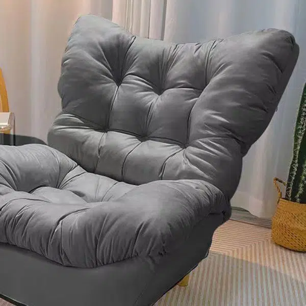 Modern Minimalist Technology Cloth Lamb Cashmere Iron Rectangular Accent Chair Backrest Footrest For Living Room - Image 23