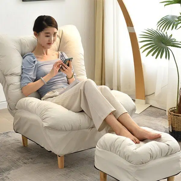 Modern Minimalist Technology Cloth Lamb Cashmere Iron Rectangular Accent Chair Backrest Footrest For Living Room - Image 17