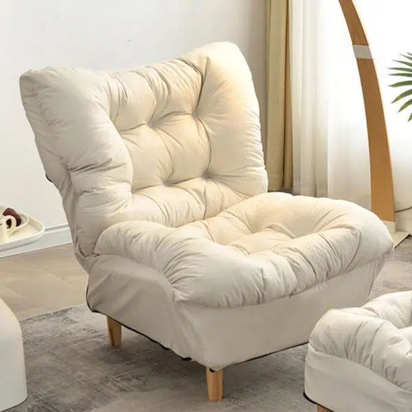 Modern Minimalist Technology Cloth Lamb Cashmere Iron Rectangular Accent Chair Backrest Footrest For Living Room - Image 25