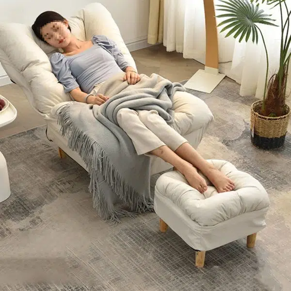 Modern Minimalist Technology Cloth Lamb Cashmere Iron Rectangular Accent Chair Backrest Footrest For Living Room - Image 20