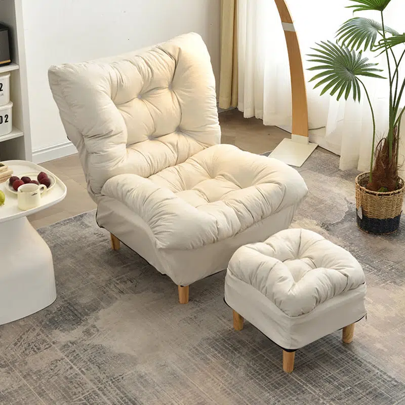 DFM-Chair-FI00156-24-cfe8e37c-3652-45a1-8e89-72a609989fd0.jpg Modern Minimalist Technology Cloth Lamb Cashmere Iron Rectangular Accent Chair Backrest Footrest For Living Room - Image 1