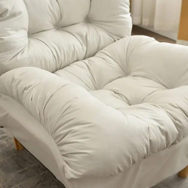 Modern Minimalist Technology Cloth Lamb Cashmere Iron Rectangular Accent Chair Backrest Footrest For Living Room - Image 8