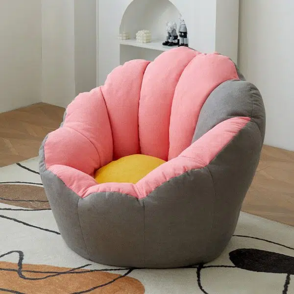 Modern Minimalist Fabric Foam Particle Round Shell Accent Chair Backrest Armless For Living Room - Image 2