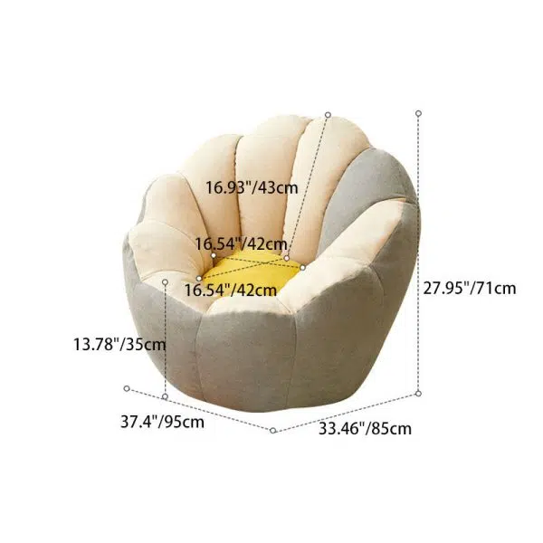 Modern Minimalist Fabric Foam Particle Round Shell Accent Chair Backrest Armless For Living Room - Image 3