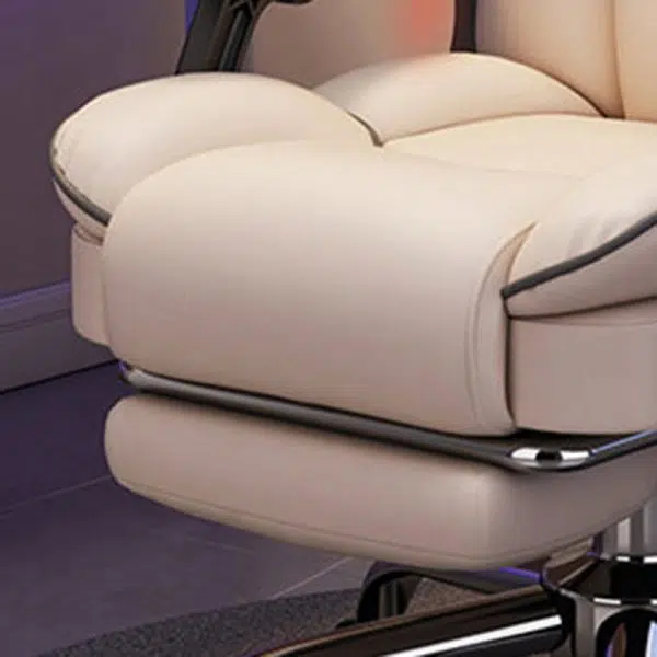 Modern Minimalist Steel Leather Rectangular Desk Chair Backrest Armrest Footrest For Home  Office - Image 7