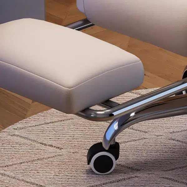 Modern Minimalist Steel Leather Rectangular Desk Chair Backrest Armrest Footrest For Home  Office - Image 10