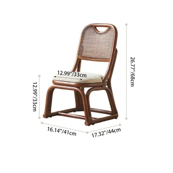 Contemporary Scandinavian Rattan Rectangular Accent Chair Backrest For Living Room - Image 2