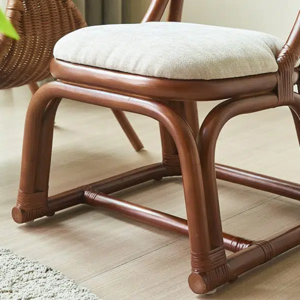 Contemporary Scandinavian Rattan Rectangular Accent Chair Backrest For Living Room - Image 4