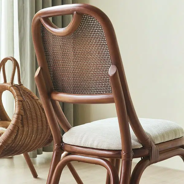 Contemporary Scandinavian Rattan Rectangular Accent Chair Backrest For Living Room - Image 6