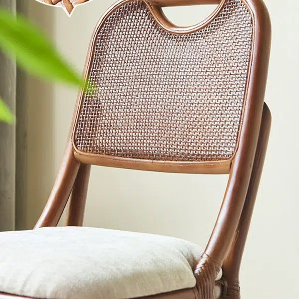 Contemporary Scandinavian Rattan Rectangular Accent Chair Backrest For Living Room - Image 5