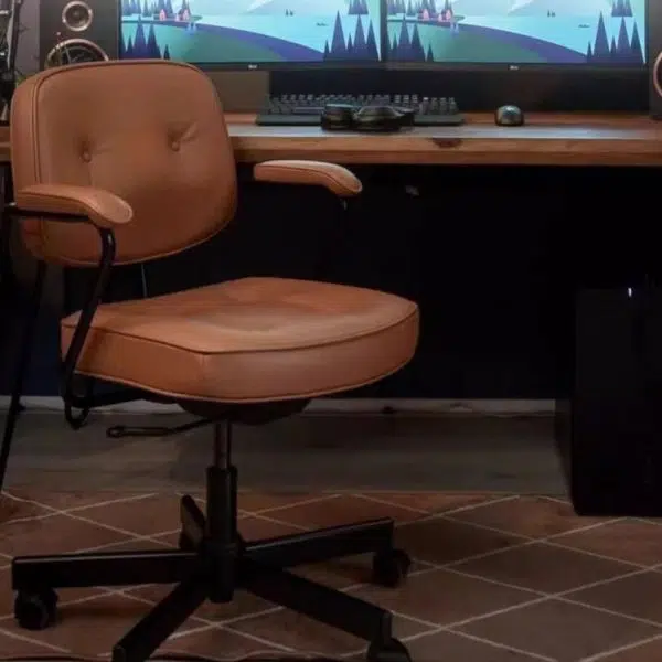 Modern Minimalist Leather Nylon Rectangular Desk Chair Backrest Armrest For Home Office - Image 17