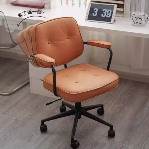 Modern Minimalist Leather Nylon Rectangular Desk Chair Backrest Armrest For Home Office - Image 13