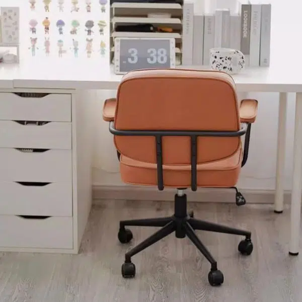 Modern Minimalist Leather Nylon Rectangular Desk Chair Backrest Armrest For Home Office - Image 7