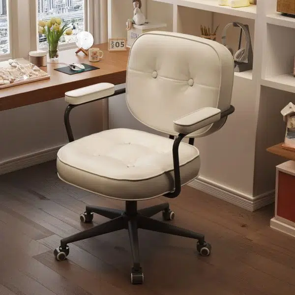 Modern Minimalist Leather Nylon Rectangular Desk Chair Backrest Armrest For Home Office - Image 2