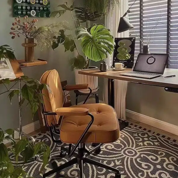 Modern Minimalist Leather Nylon Rectangular Desk Chair Backrest Armrest For Home Office - Image 22