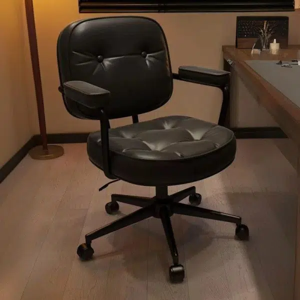 Modern Minimalist Leather Nylon Rectangular Desk Chair Backrest Armrest For Home Office - Image 4