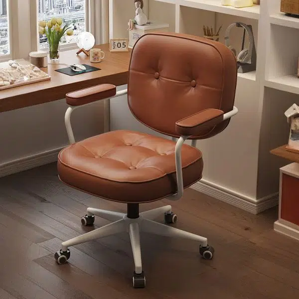 Modern Minimalist Leather Nylon Rectangular Desk Chair Backrest Armrest For Home Office - Image 8