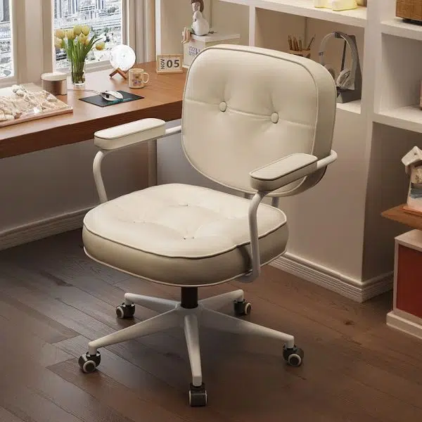 Modern Minimalist Leather Nylon Rectangular Desk Chair Backrest Armrest For Home Office - Image 9