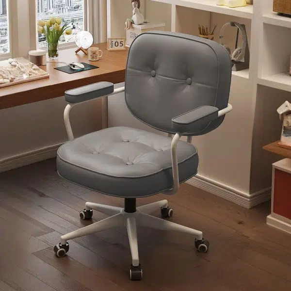 Modern Minimalist Leather Nylon Rectangular Desk Chair Backrest Armrest For Home Office - Image 10