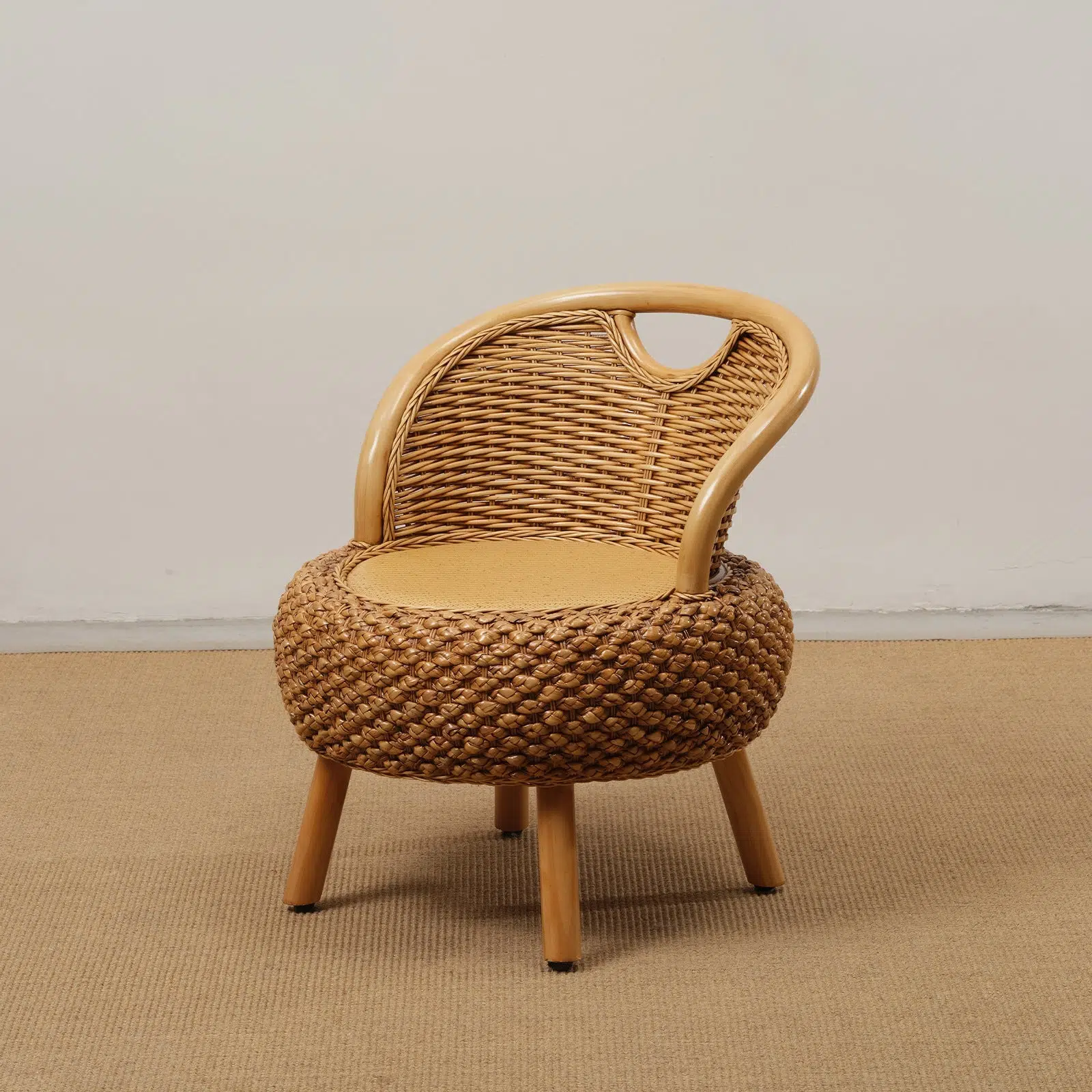 DFM-Chair-FJ00207-1-1.jpg Modern Minimalist Rattan Wood Round Chair Backrest Armless For Living Room - Image 1