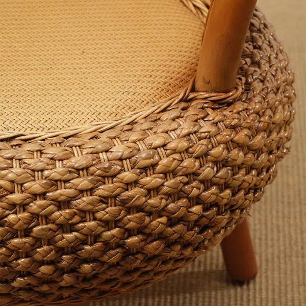 Modern Minimalist Rattan Wood Round Chair Backrest Armless For Living Room - Image 11