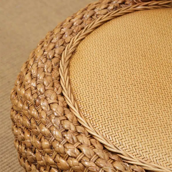 Modern Minimalist Rattan Wood Round Chair Backrest Armless For Living Room - Image 10