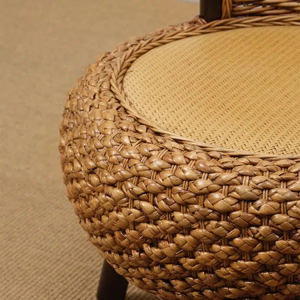 Modern Minimalist Rattan Wood Round Chair Backrest Armless For Living Room - Image 7