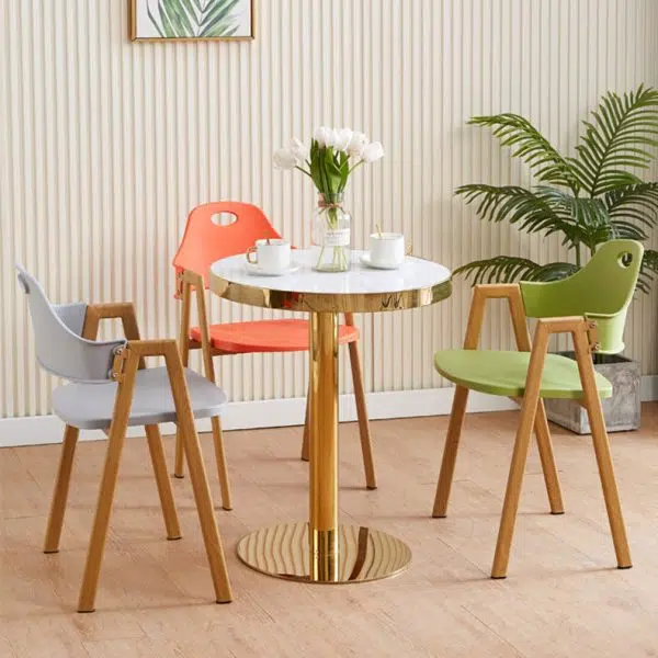 Contemporary Scandinavian Plastic Solid Wood Square Oval Dining Chair Backrest Armrest For Dining Room - Image 8