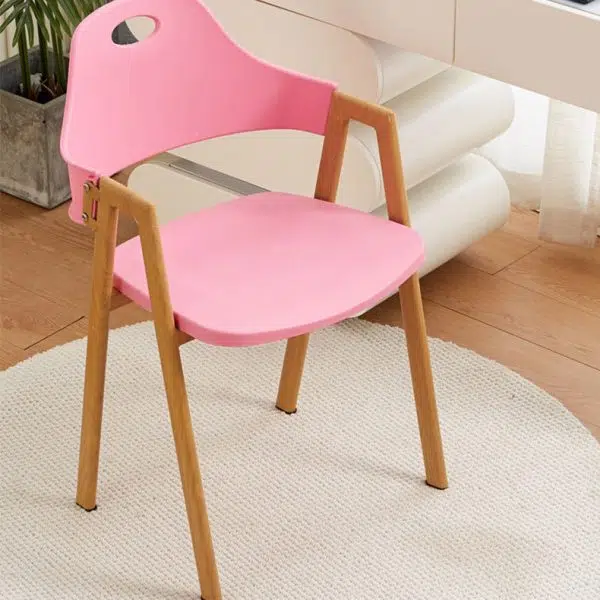 Contemporary Scandinavian Plastic Solid Wood Square Oval Dining Chair Backrest Armrest For Dining Room - Image 10