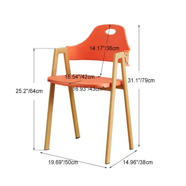 Contemporary Scandinavian Plastic Solid Wood Square Oval Dining Chair Backrest Armrest For Dining Room - Image 6