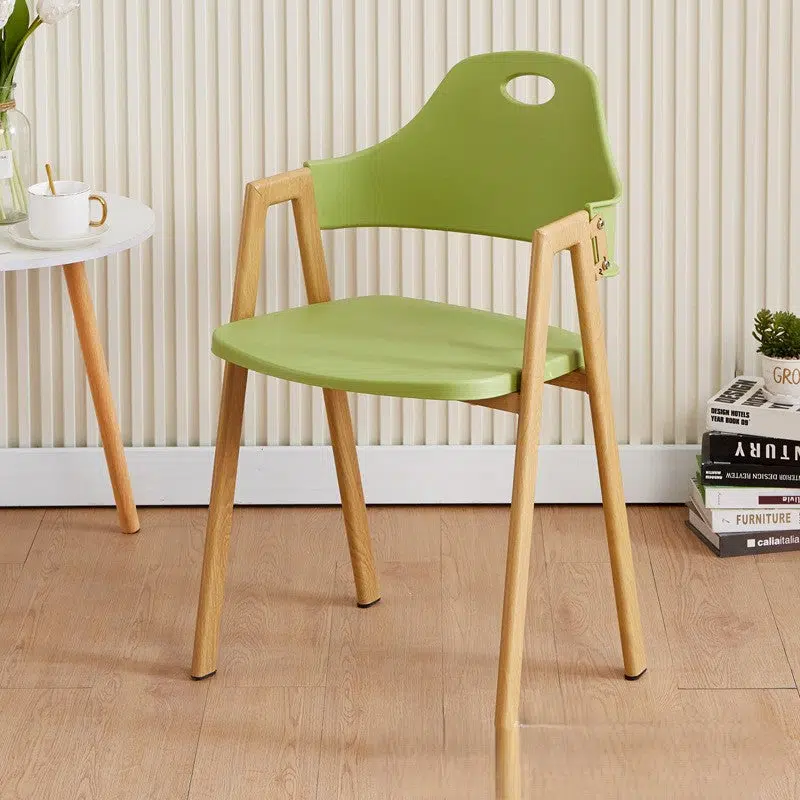 DFM-Chair-FJ00223-6.jpg Contemporary Scandinavian Plastic Solid Wood Square Oval Dining Chair Backrest Armrest For Dining Room - Image 1